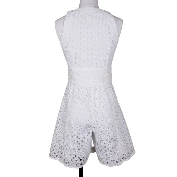 Anthropologie Cotton White Eyelet Romper Dress 4 Culottes  *SLIGHT FLAW* - Picture 4 of 13